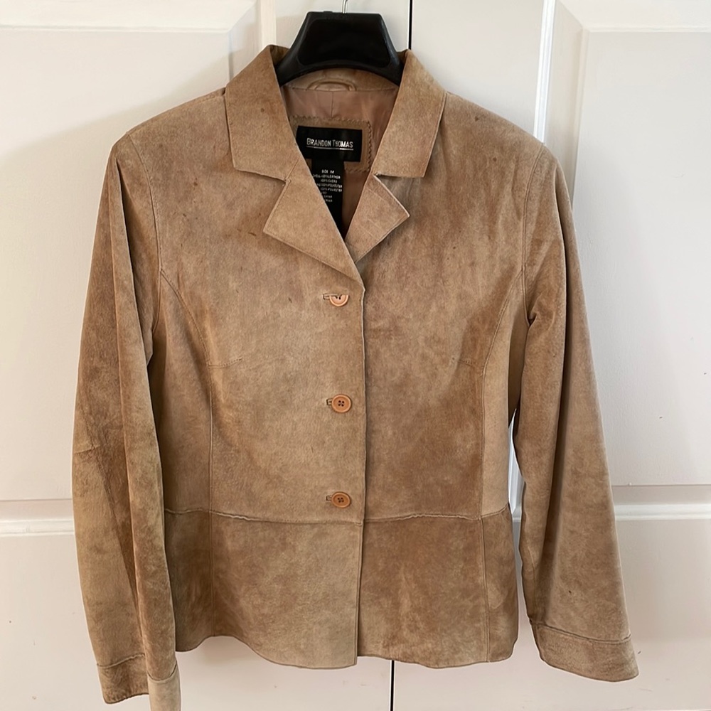 Women’s Tan 100% suede jacket, size medium. - Picture 1 of 4